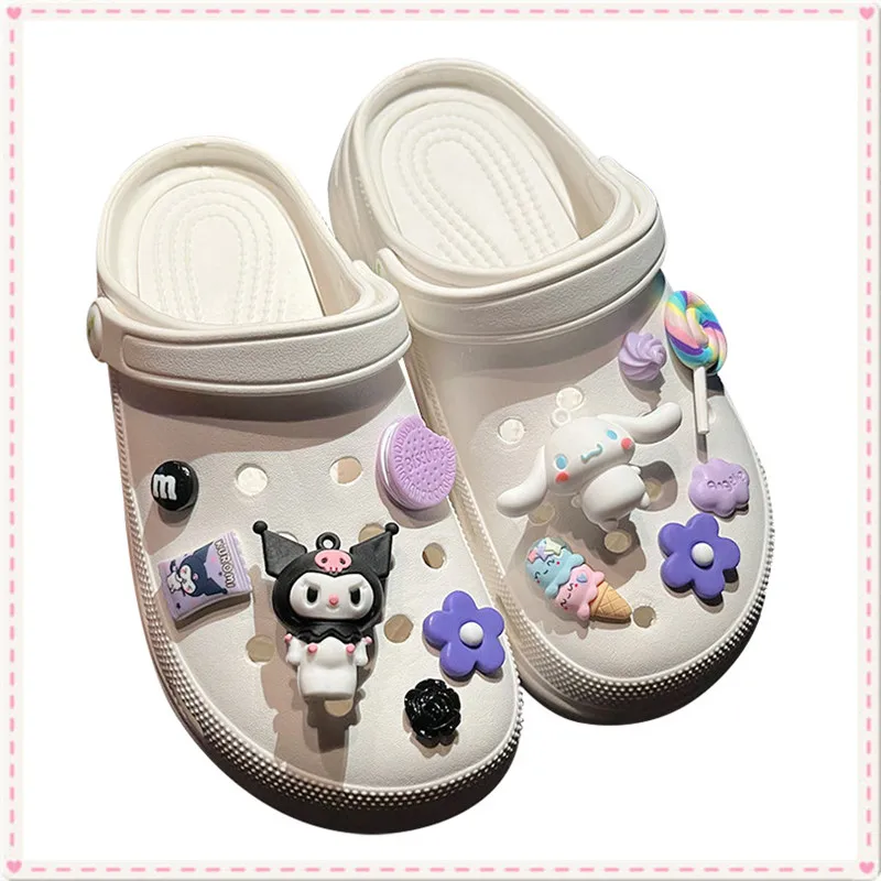 

Набор пряжек для обуви Sanrio, аксессуары для обуви Sanrio, аниме застежка для обуви Kuromi Cinnamoroll Hello Kitty Melody, мультяшная застежка для обуви «сделай сам»