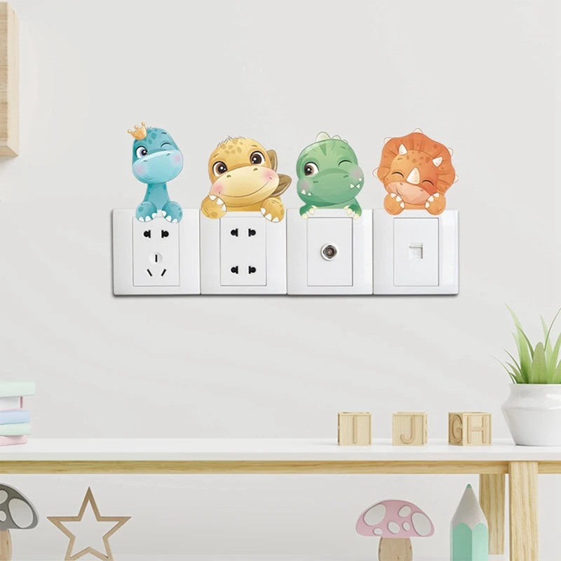 

3-4pcs/set Switch Stickers Cartoon Animals Pattern Switch Cover Stickers Living Room Home Decorations Wall Stickers Wall Decor