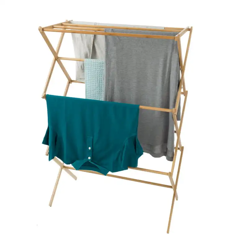

Portable Bamboo Clothes Drying Rack- Collapsible and Compact for Indoor/Outdoor Use By Household Floor Drying Rack Stall Displa