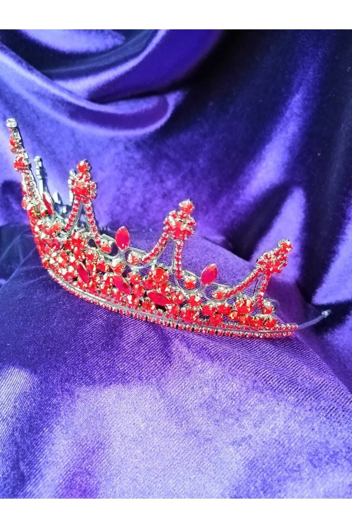 

Bridal Accessories Crystal Red Stone Bridal Crown Wedding Handmade For Bride And Bridesmaids