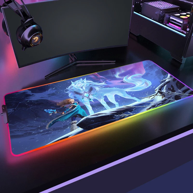 

PC Gaming Mousepad DOTA2 RGB Computer Mous Pad HD Print Rubber Large Game Mouse Mat With Backlit LED Gamer Desk Accessories XXL