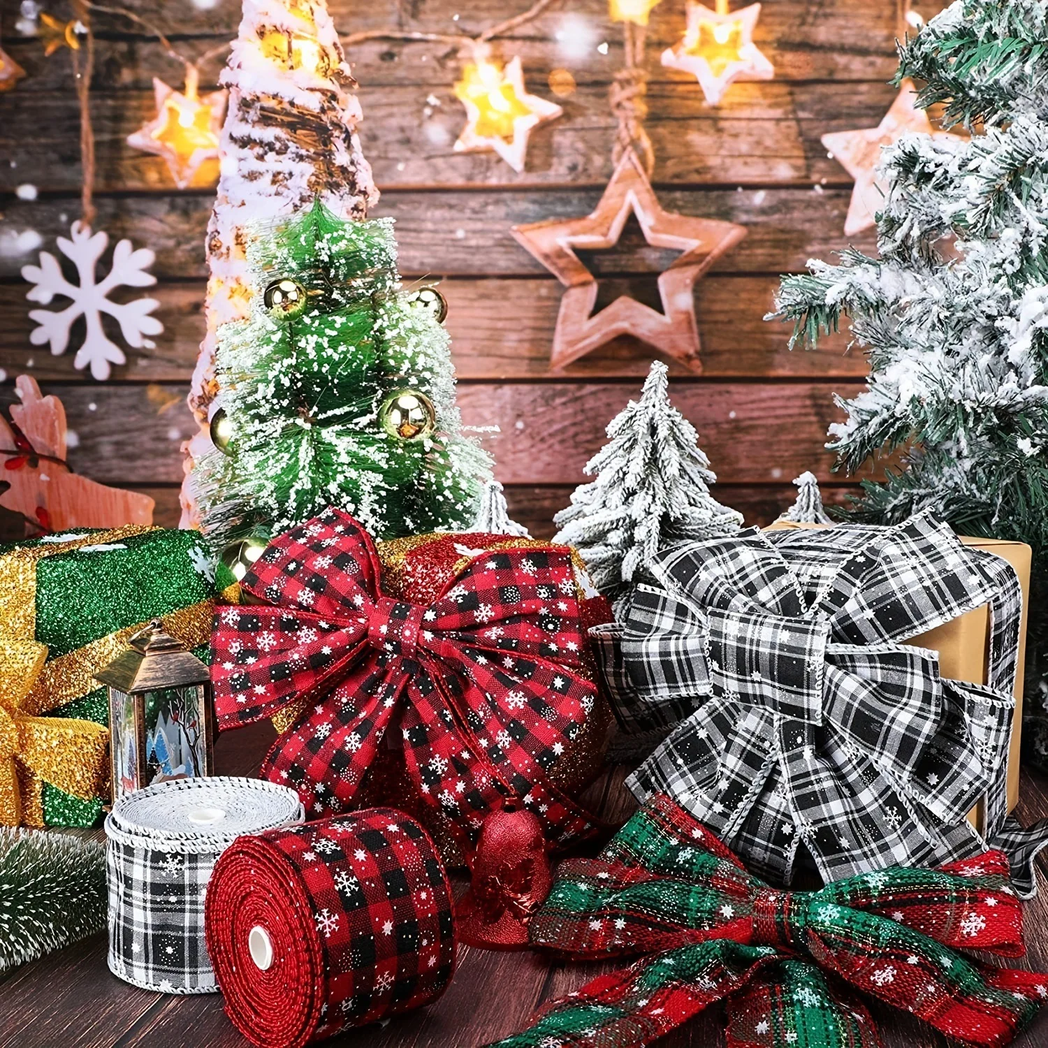 1 рулон 6 3 см x 4 5 м рождественская тема проводная лента красные черные клетчатые