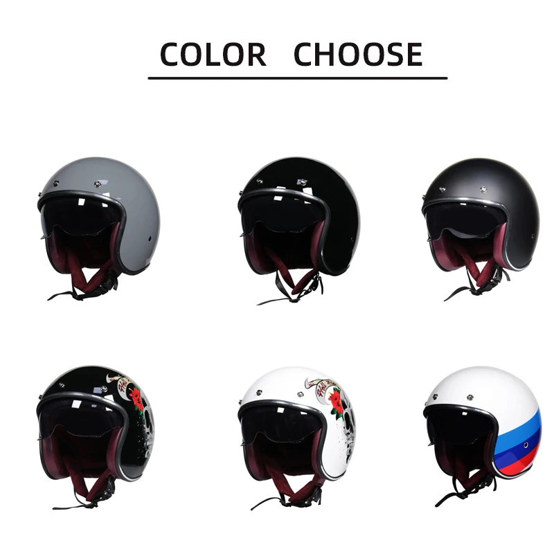 Винтажный мотоциклетный шлем с открытым лицом Cafe Racer Cascos Para Moto Retro Scooter Jet Pilot Chopper