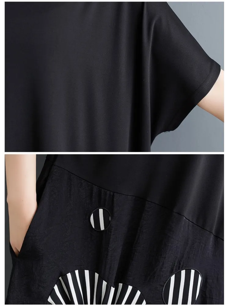 Женское летнее платье в полоску с рисунком