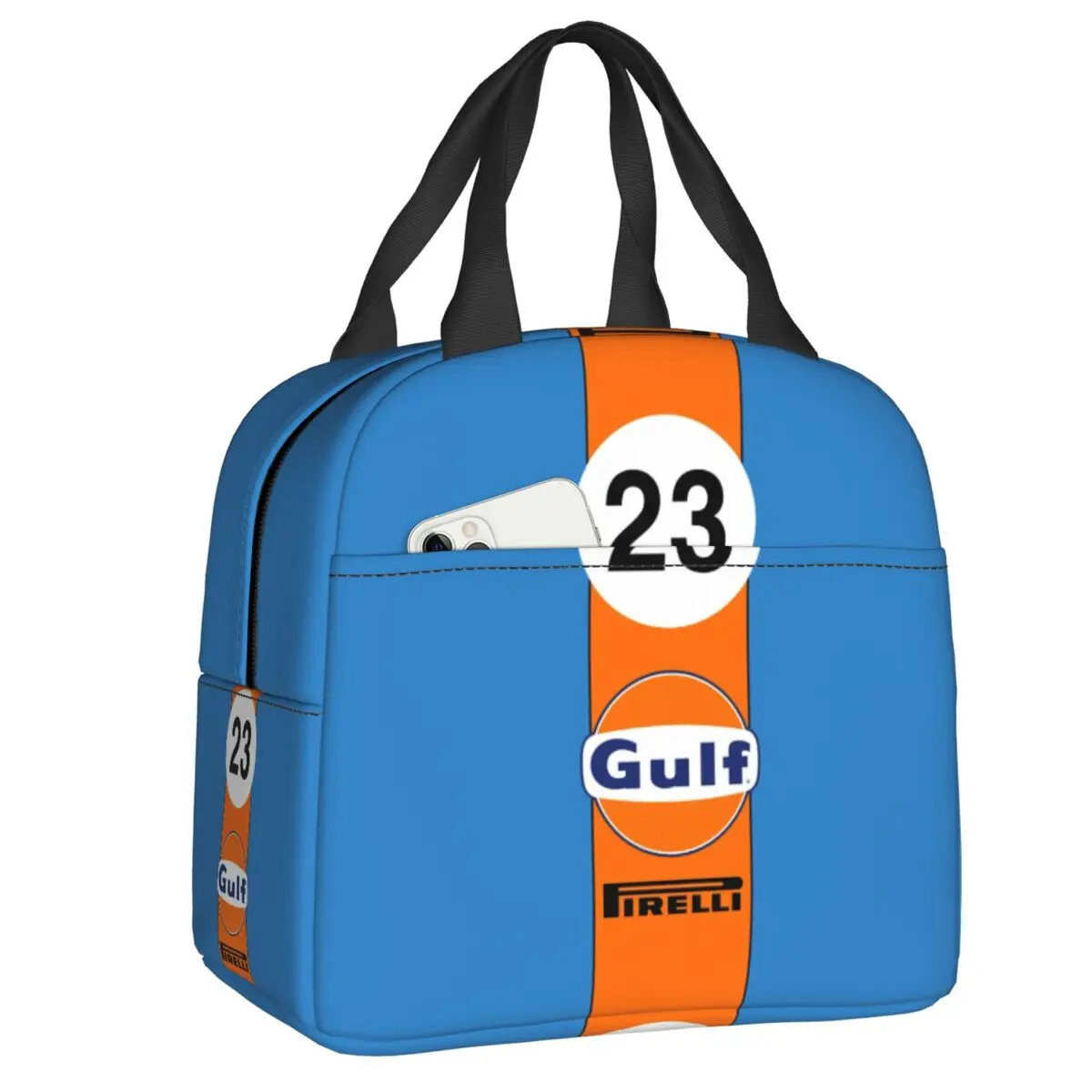 

Gulf Racing Logo Lunch Bag for School Office Leakproof Food Thermal Cooler Insulated Lunch Box Women Children Tote Container