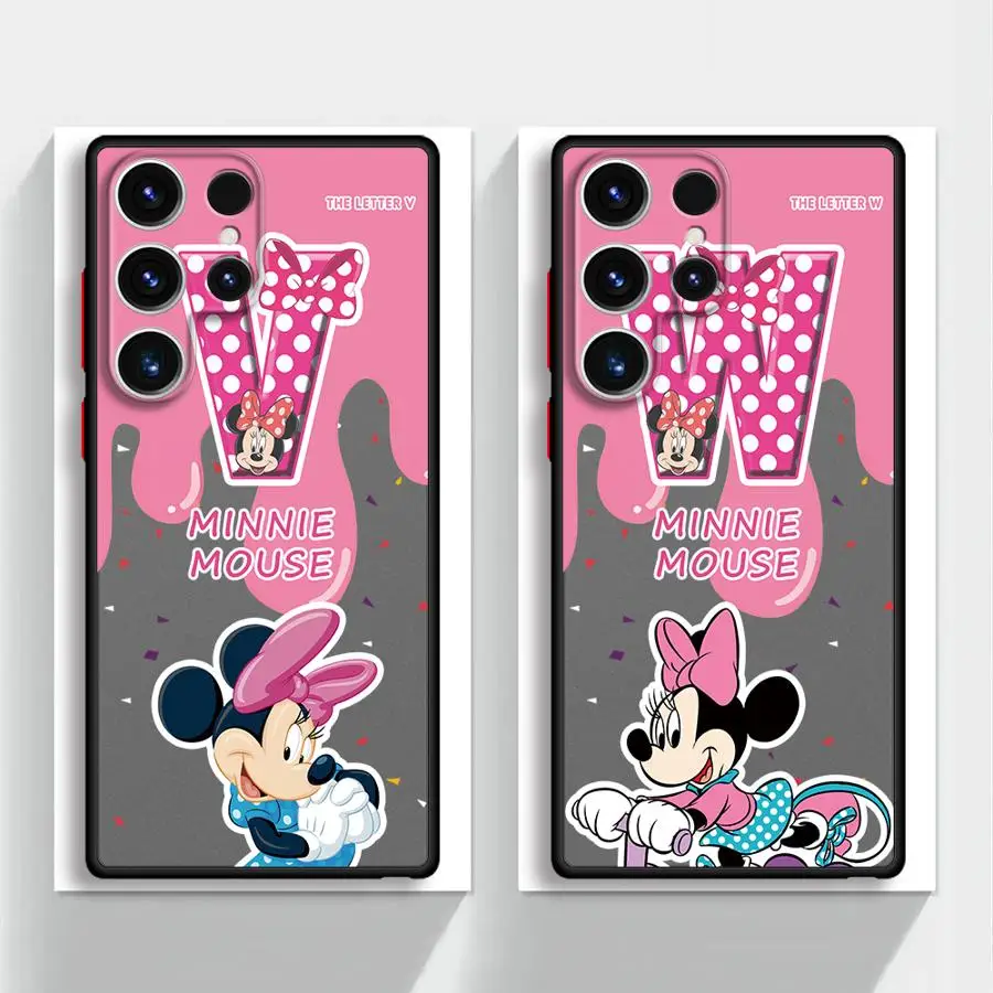 Чехол для телефона Disney Minnie Pink Letters S-X Samsung Galaxy S25 S24 Ultra S23 S20 S21 FE S22 S10 4G S9 Plus Clear
