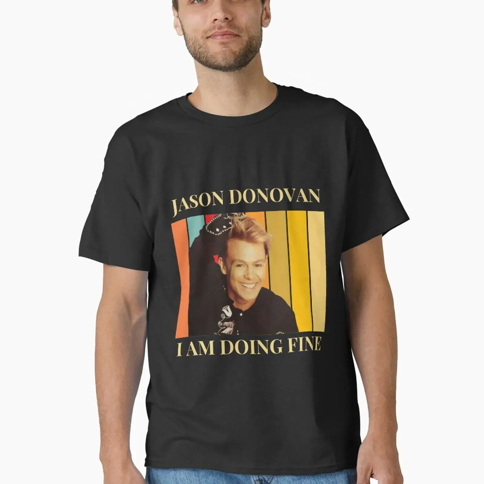Фото Классическая футболка Jason Donovan Fan Art, винтажная, стильная, дышащая, для повседневной носки, мужская модная футболка с графическим принтом, унисекс №1