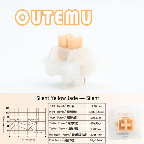 Механические клавиатуры Outemu, бесшумные тактильные линейные переключатели, синие, розовые, желтые, нефритовые 5-контактные игровые переключатели DIY MX