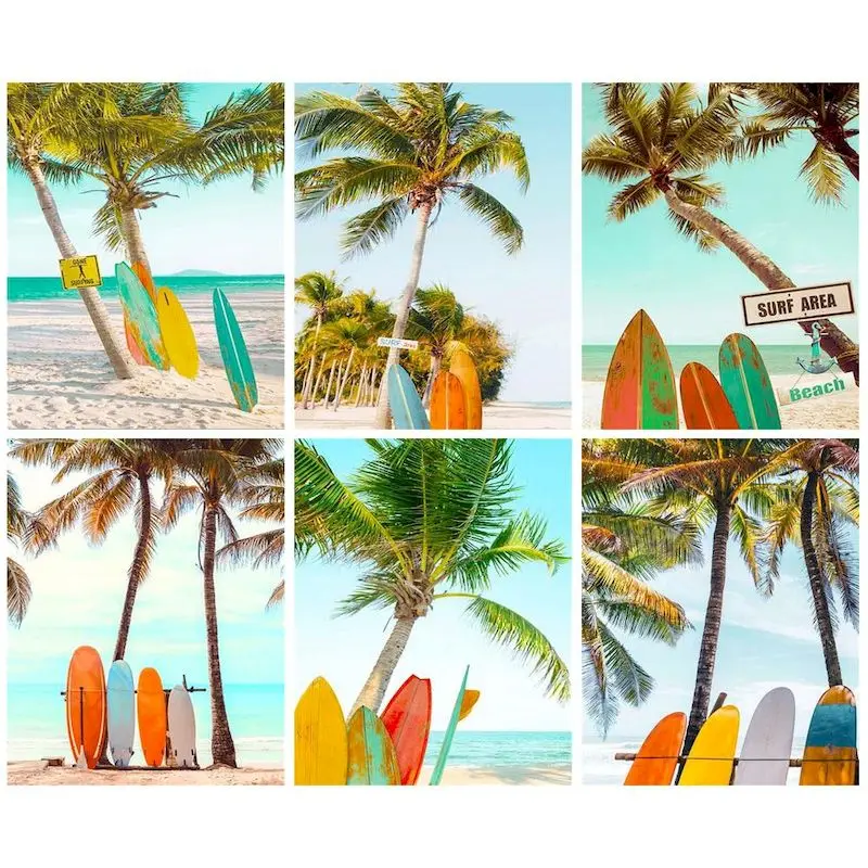 

RUOPOTY 60x75cm Painting by numbers Handpainted Number painting Landscape Seascene DIY Paint by numbers Adults crafts Home decor