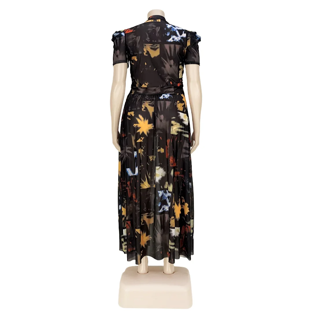 Long Shirt Summer Dress Women Plus Size Clothing  5xl  Short Sleeve Mesh Cutout Sexy Front Asymmetric Top Wholesale Direct Sales