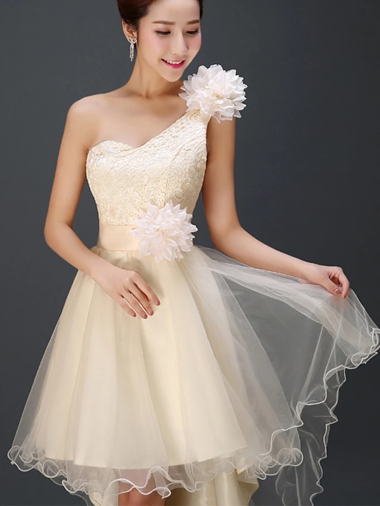 

Женское платье на одно плечо, с аппликацией из бисера