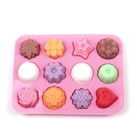 12 cavity cake baking mould flower shaped silicone mould diy handmade candle soap moulds mold cake baking soap molds