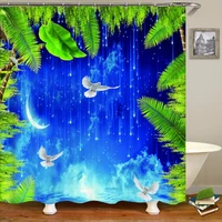 3d bathroom waterproof shower curtain with hook beautiful starry sky landscape printing home decoration polyester curtain