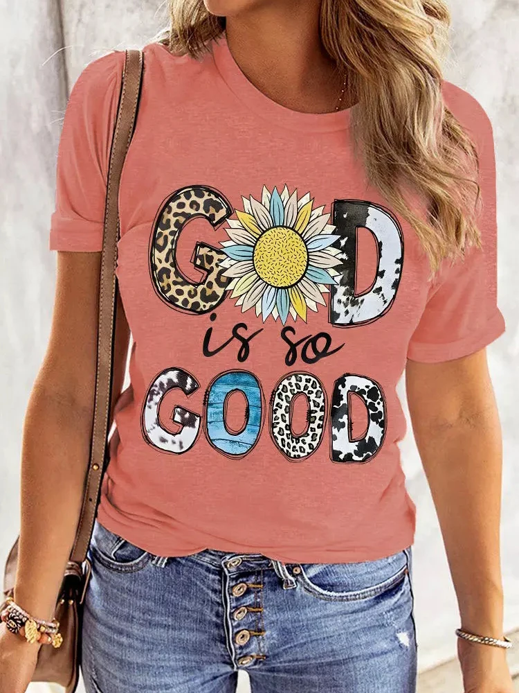 

Women Tank Top Sunflower Leopard T-Shirt God Is So Good Street Shooting Vest Female For Girls Sleeveless Tank Top Vest