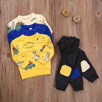 0 4y baby boys sport sets long sleeve o neck dinosaur print sweatshirts patchwork pants infant toddler casual autumn outfits