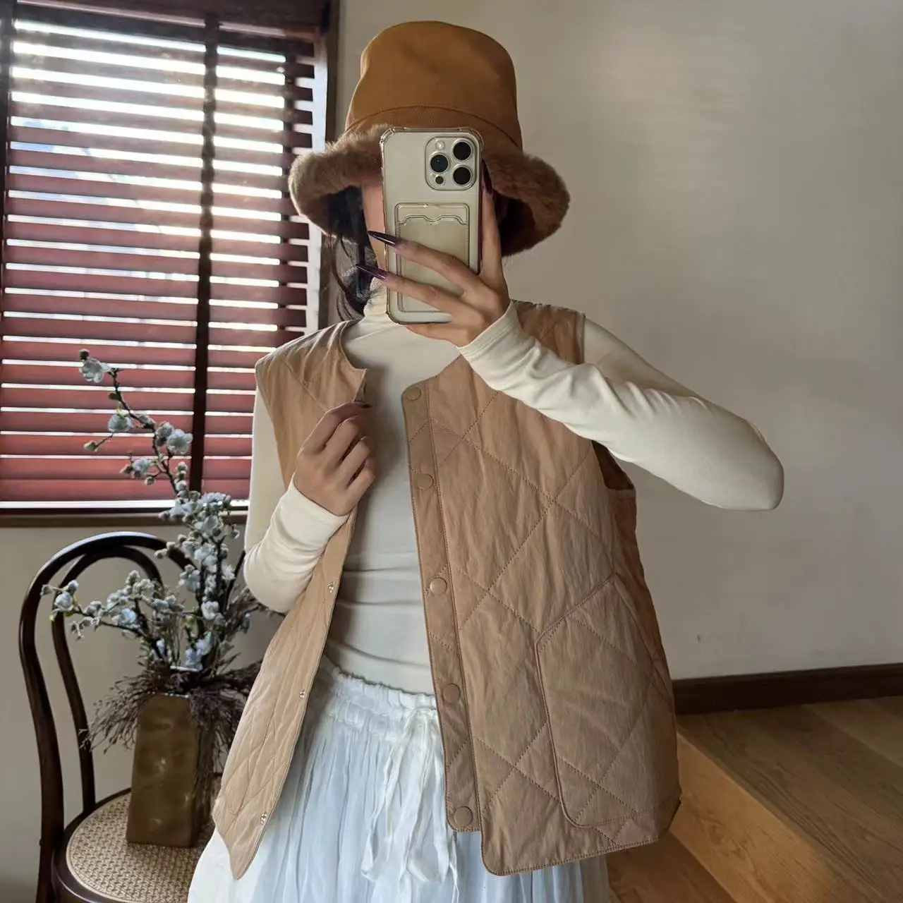 Johnature теплая бархатная хлопковая куртка жилет хлопковый 2024 осень зима новые