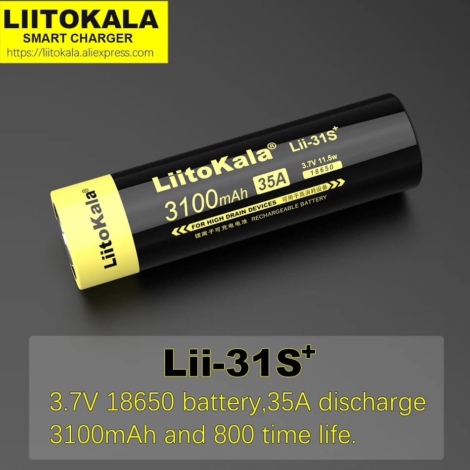 

1-8PCS/LOT New LiitoKala Lii-31S 18650 Battery 3.7V Li-ion 3100mA 35A Power Battery For high Drain Devices.