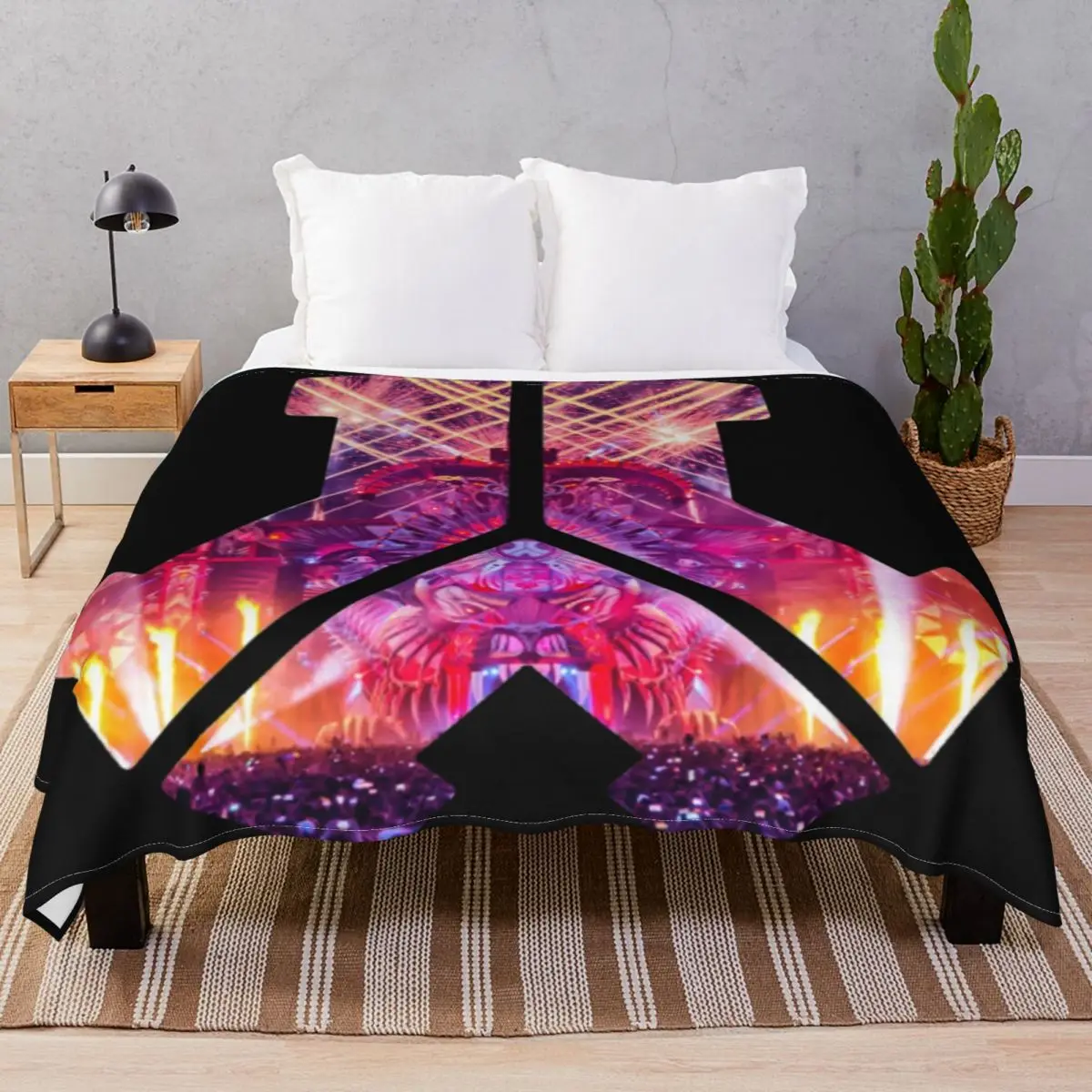 Defqon.1 Logo Mainstage Print Blanket Flannel Plush Decoration Multifunction Throw Blankets for Bedding Home Couch Camp Office