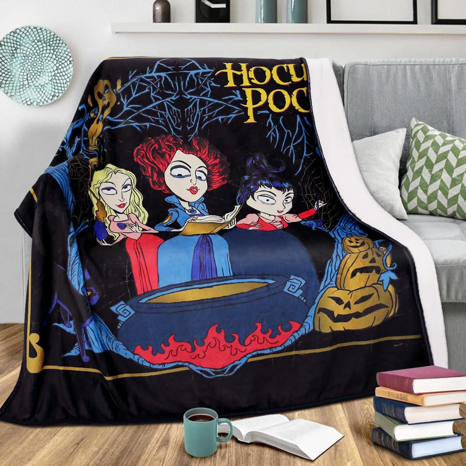 

Haunted House Witches Cat Pumpkins Soft Blanket,Halloween Throw Blankets for Home Sofa Couch Living Bedroom Scary Movie Nights
