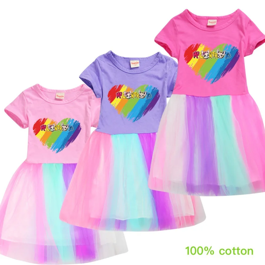 

Me Contro Te Children's Clothing Girls Dress 2022 Summer Lace Cartoon Foreign Trend Children's Beautiful Princess Pleated Dress