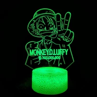 one piece monkey d luffy 3d night light led colorful touch remote control 16 color creative gift table lamp bedroom decoration