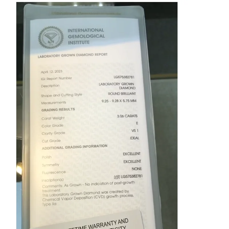 

AEAW Round Lab Grown Diamonds CVD Loose VS1 E 3EX 3.06ct