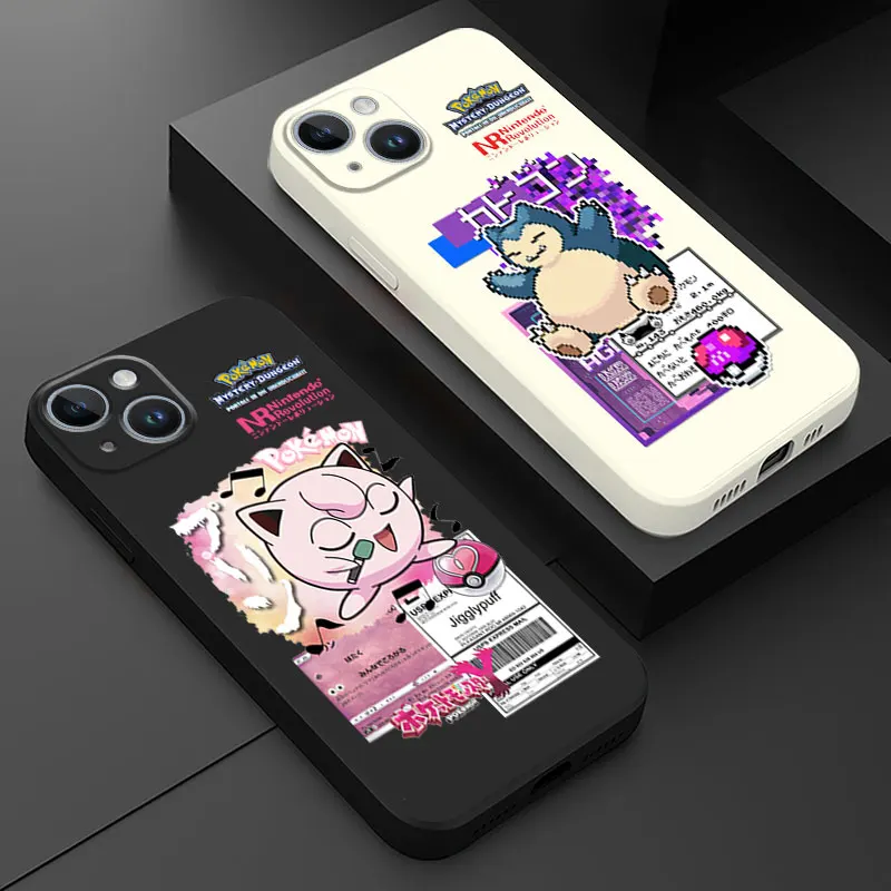 Silicone Phone Case for iPhone 7 6S Plus 13 Mini 11 XR XS X 8 14 Pro Max SE 12 13pro 6 Pokemon Jigglypuff Liquid Cover Cases