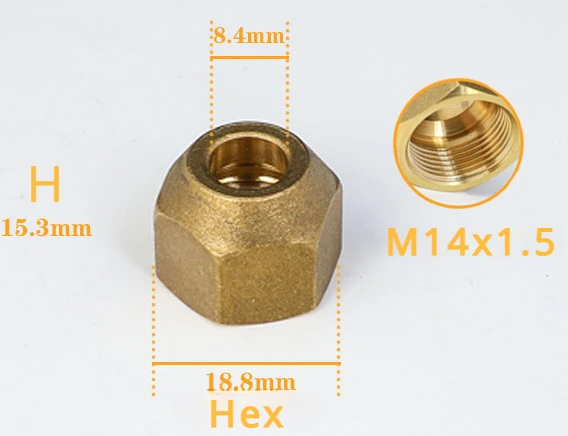 

Латунная гайка с наружным диаметром 6, 8, 10, 12, 16, 19 мм, M12 M14 M16 M18 M22 M27, Метрическая внутренняя резьба гайки для кондиционера