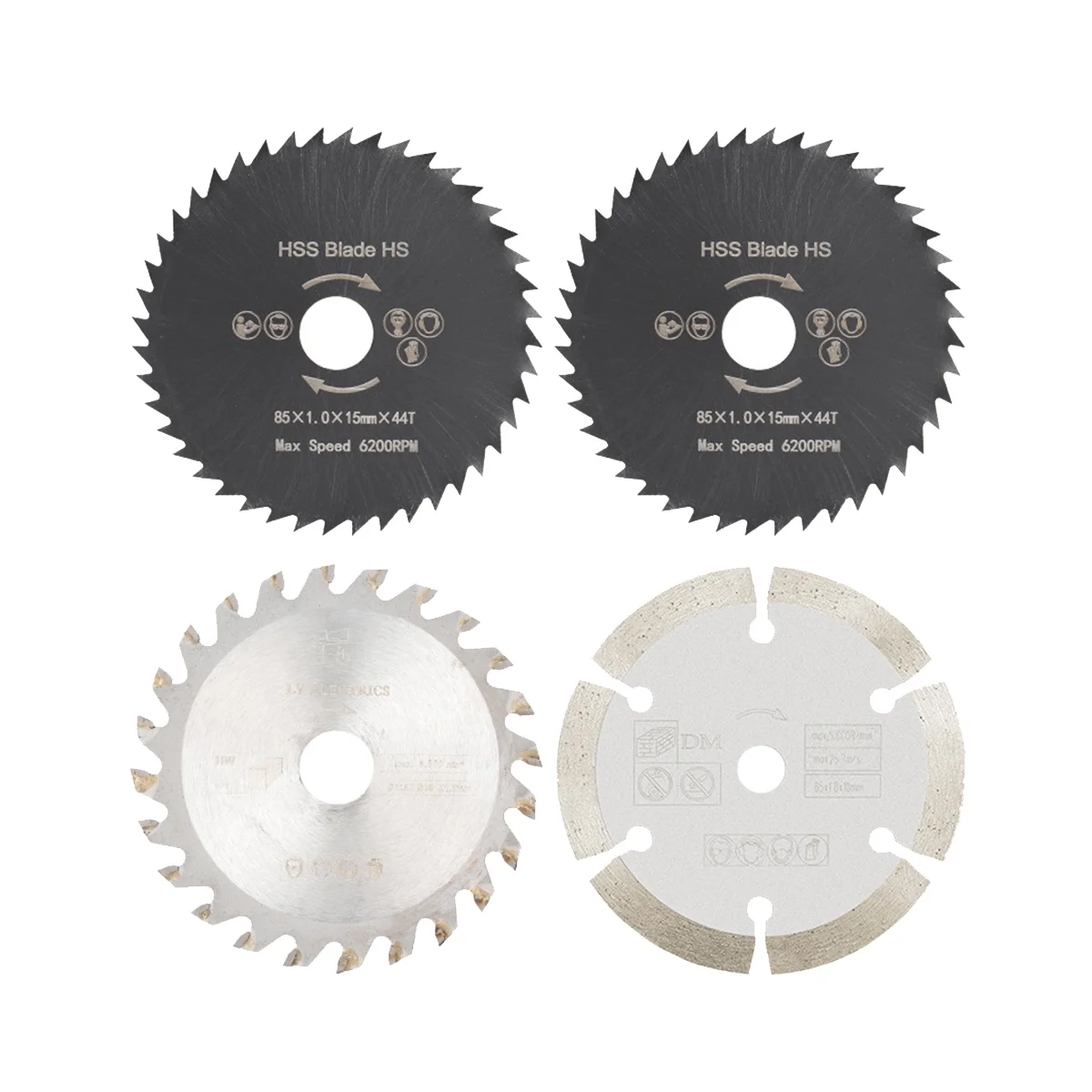

Mini Circular Saw Blade Set 4Pcs 85Mm Diamond Saw Blade for Cutter Metal Aluminum Cutting HSS/TCT Cutting Tool