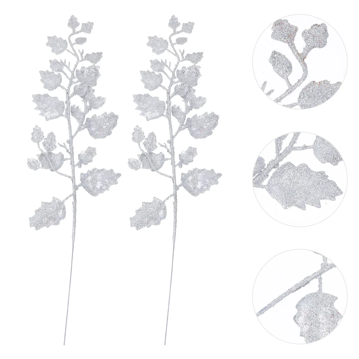 

Christmas Leaves Picks Glitter Artificial Leaf Tree Branches Stems Decoration Floral Pick Stem Pine Forwreath Faux Craft Decor