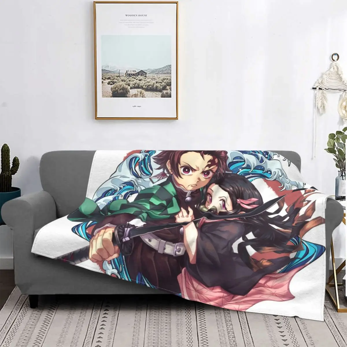 

Одеяло Kimetsu No Yaiba для рассекания демонов, зимнее плюшевое ультрамягкое флисовое покрывало с рисунком аниме, покрывало для дивана, бархатное ...