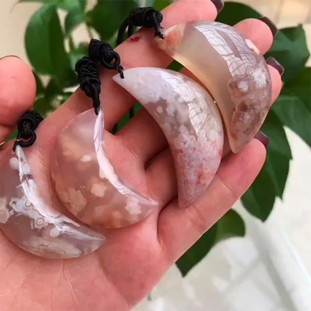 Подвеска из натурального агата с цветком вишни, Черная веревка, лечебный цветок, кварцевый кристалл, подвеска из драгоценного камня для женщин
