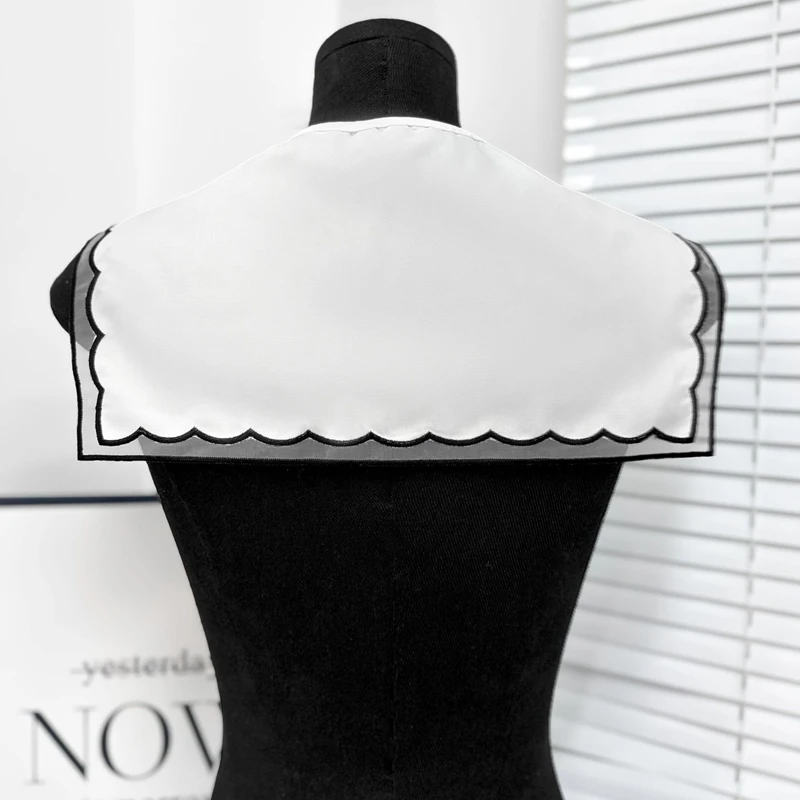 Модный белый черный воротник с вышивкой многослойный и сочетается юбкой