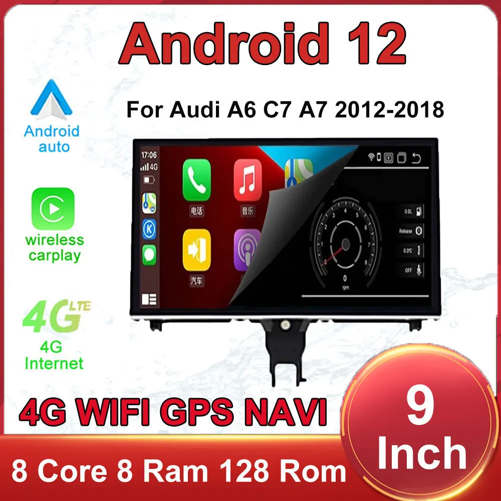 

9 Inch Android 12 Touch Screen For Audi A6 C7 A7 2012-2018 Car Accessories Multimedia Auto Carplay Monitor Speacker Radio Player
