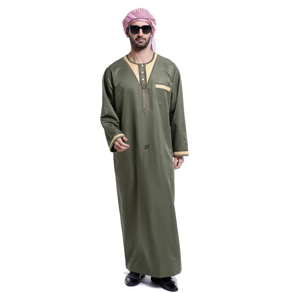 Muslim Abaya for Men Jubba Thobe Middle East Long Robes Kaftan Arab Dubai Adult Long sleeve Islamic Clothing