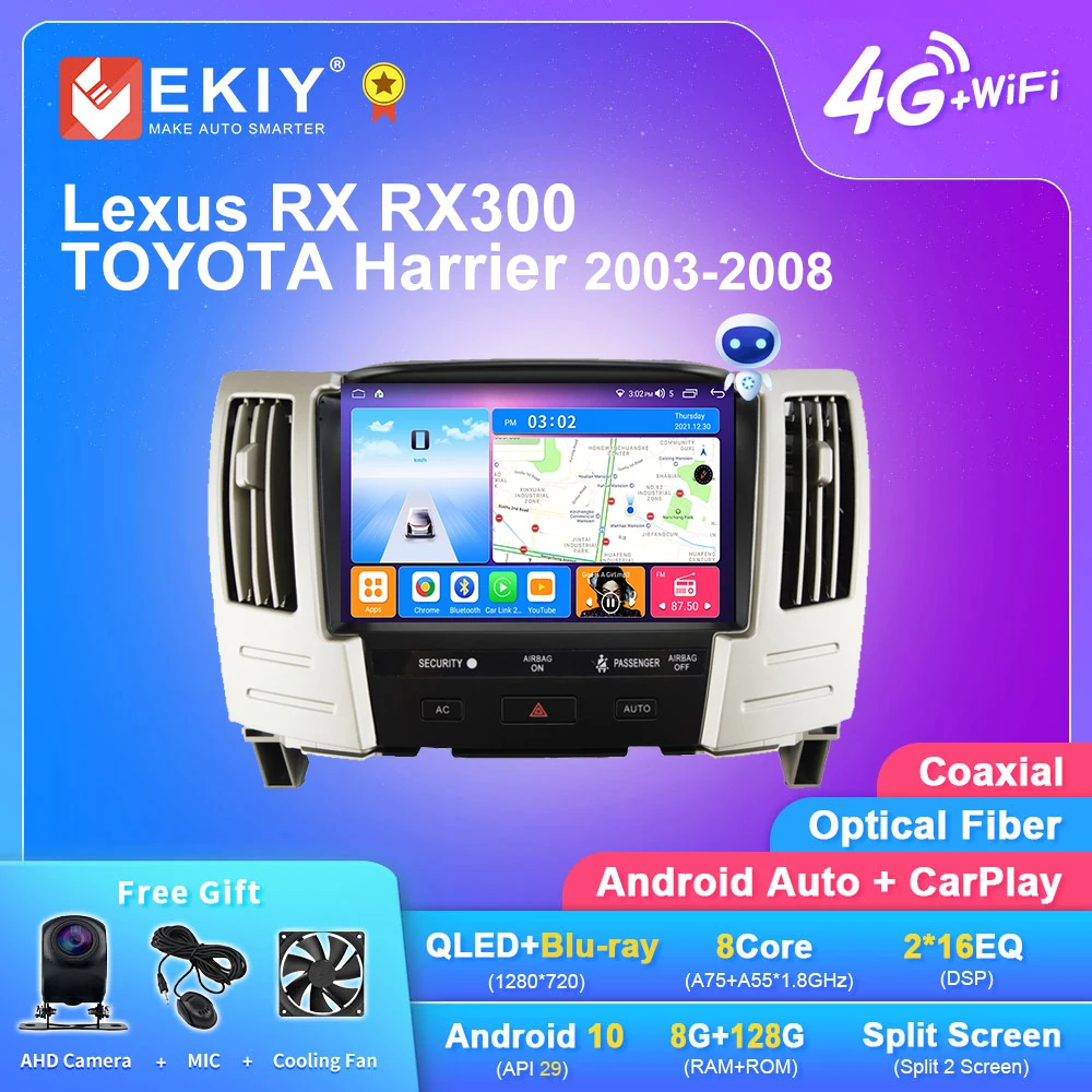 

EKIY T7 Android 10 Car Radio For Lexus RX RX300 RX330 RX350 RX400 RX450 TOYOTA Harrier 2003-2008 Multimedia Player Navi 2din DVD