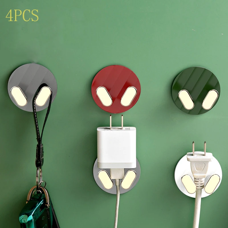 

4PCS Wire Organizer Cables Wall Hook Hanging Sticker Table Purse Key Holder Useful Things For Kitchen Bathroom Cute Room Decor