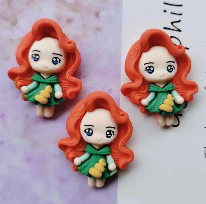 Резиновая мультяшная принцесса плоская спина Кабошон Скрапбукинг Kawaii DIY