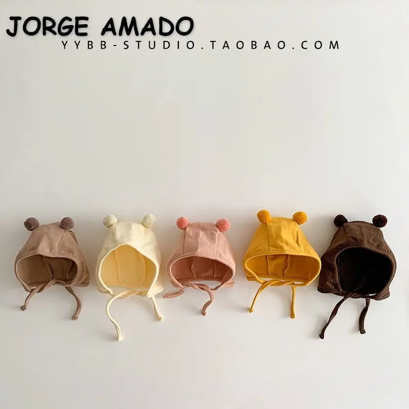 

Korean Style New Autumn Baby Girl Boy Cap Yellow Pink Light Coffee Beige Warm Ear Protection Hat Newborn Accessories E950