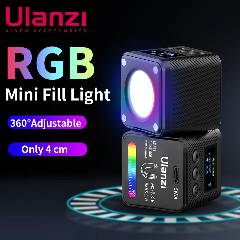 

Ulanzi L2 RGB Mini COB RGB видео светильник магнитное полноцветное светодиодное освещение для фотосъемки для Gopro DSLR SLR смартфона видео Освещение