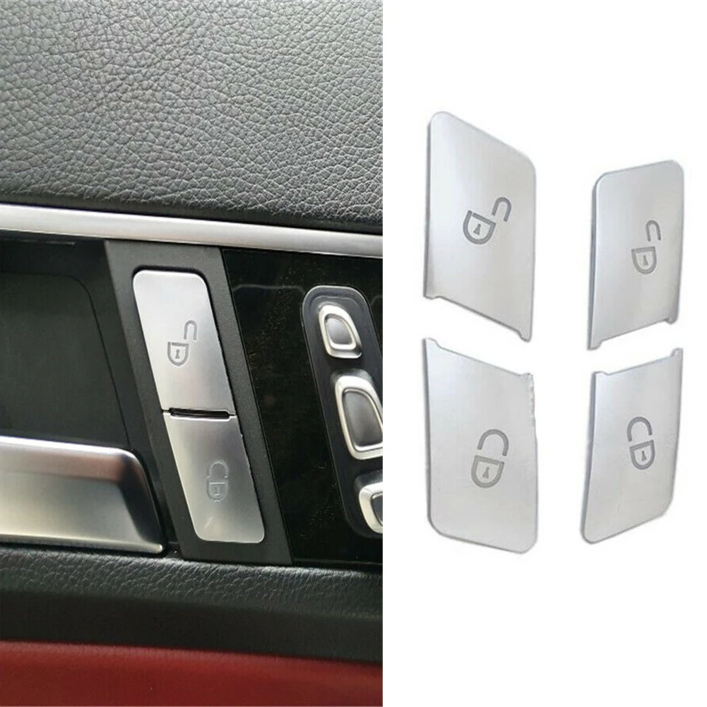 4pcs/set Car Interior Accessories For Benz C E Class W204 W212 Door Lock Unlock Buttons Sequins Covers