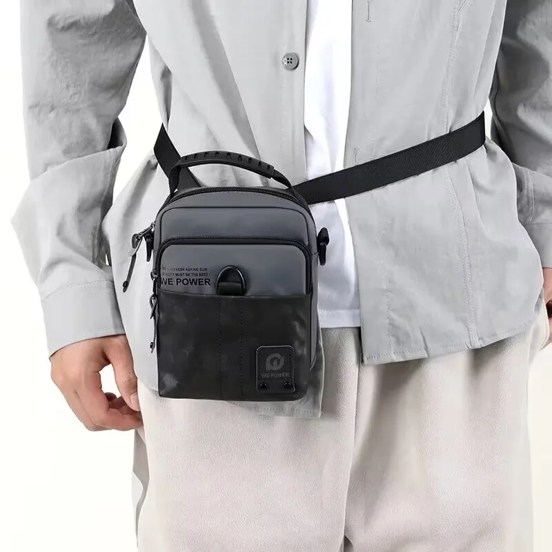 Men Small Shoulder Bag Male Diagonal Crossbody Bag Lightweight Mini Waterproof Nylon Multifunction Mobile Phone Waist Pack