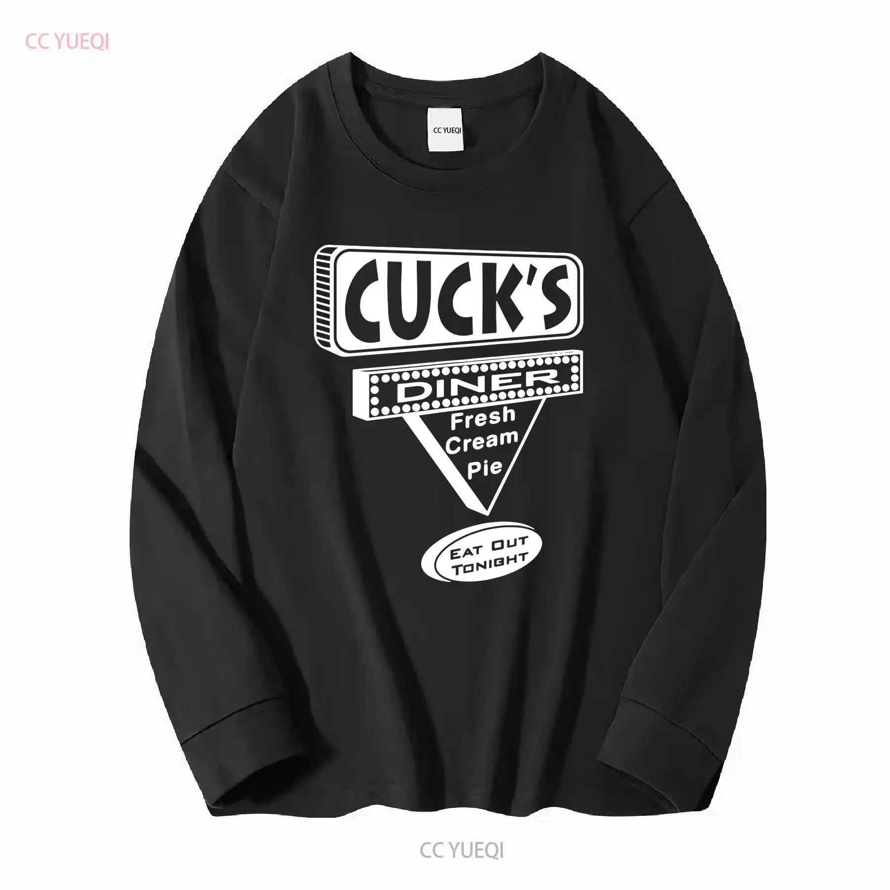 Фото Футболка Cuck's Diner Fresh Cream Pie Eat Out Tonight Hotwife Cuckold Life, с длинным или коротким рукавом, винтажная, с эффектом потертости, эластичная. №2