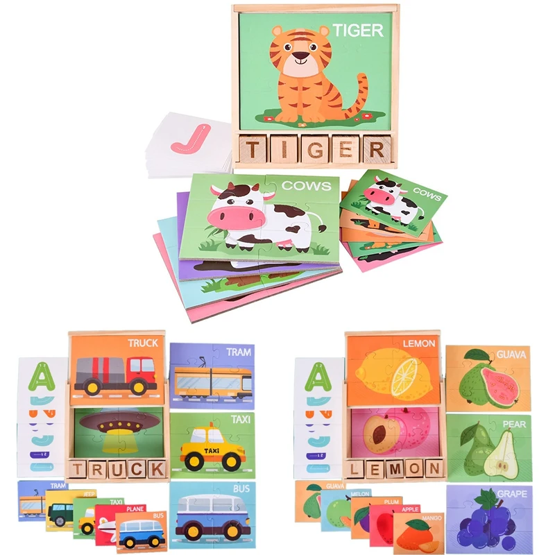 

Детские игры для правописания деревянные подходящие буквы игрушка с флэш-картами Алфавит обучающая головоломка подарок