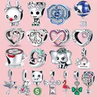 Лидер продаж, кулон из стерлингового серебра 925 пробы с принтом лапы, сердца, подвески в виде животных, бусины для кофейной чашки, подходят для оригинального браслета Pandora, Изящные Ювелирные изделия