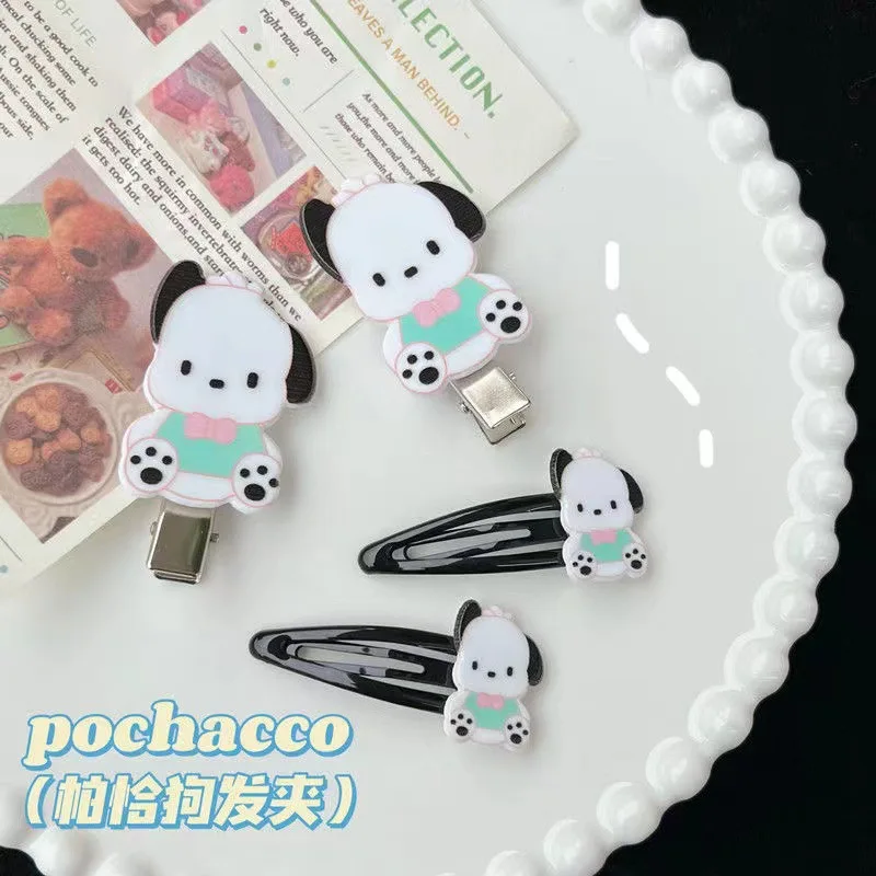 

2Pcs Kawaii Anime Pochacco Cartoon Hair Clips Basic Simple BB Clips Girls Headwear Hairpin Hair Accessories For Girls Toy Gift