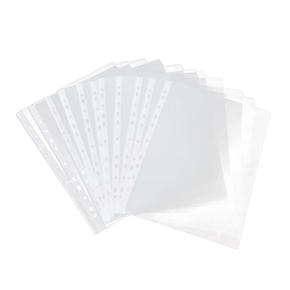 

Папка для документов формата А4, 100 шт., Прозрачные протекторы, перфорированные папки для документов с 11 отверстиями