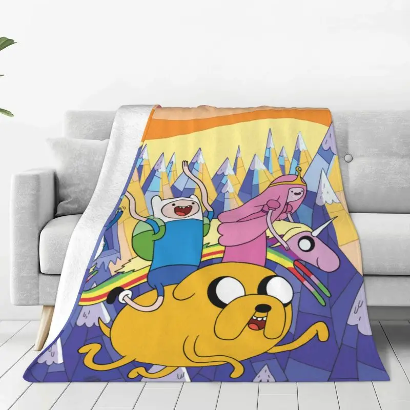 

Finn Jake Cartoon Anime Adventure Time TV Series Blanket Warm Fleece Flannel Throw Blankets for Bedroom Sofa Home Spring Autumn