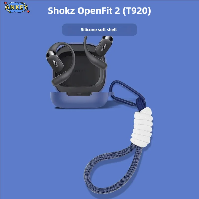 Фото Чехол для Shokz OpenFit 2 T920, защитный чехол для наушников OpenFit Air T511 T910, мягкий силиконовый чехол с кольцом, предотвращающий падение, для наушников. №5