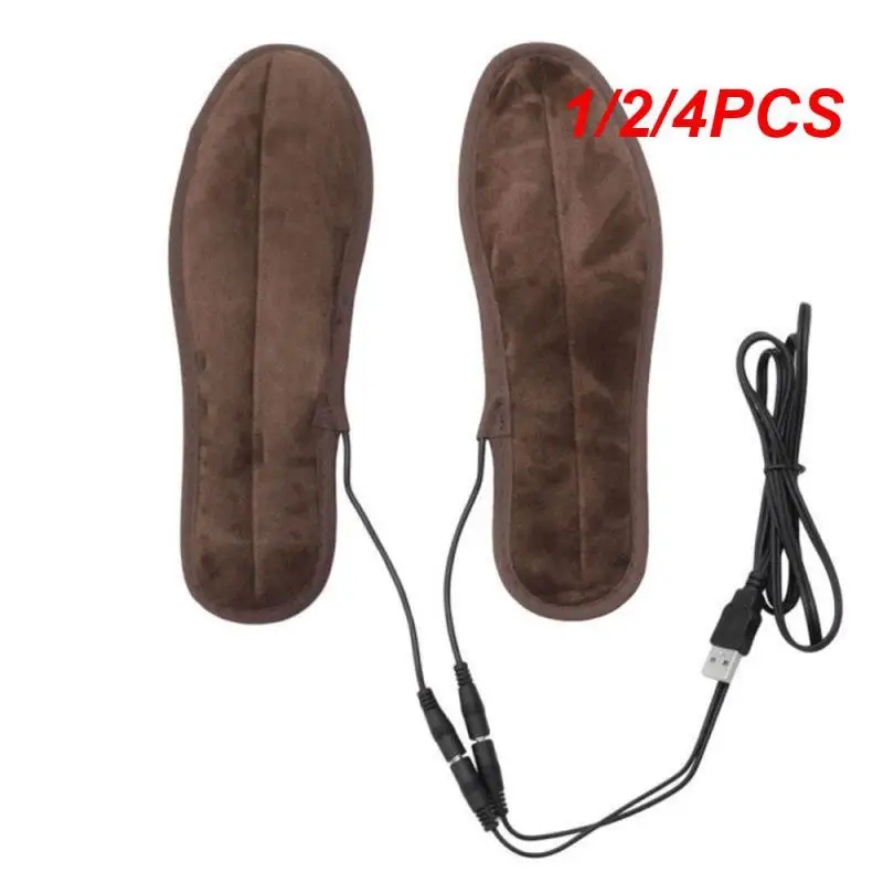 

1/2/4PCS Heated Insoles Winter Shoe Inserts USB Charged Electric Insoles For Shoes Boot Keep Warm With Fur Foot Pads Shoes